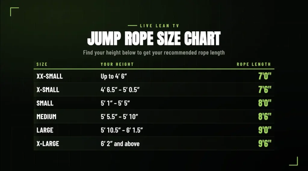 Jump Rope Size Chart